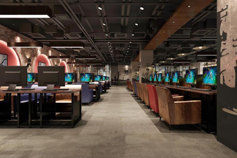 網咖桌椅布局設計效果圖