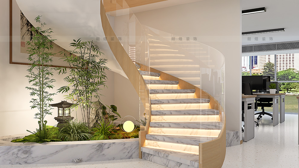 辦公室夾層旋轉樓創意設計與微景造型效果圖