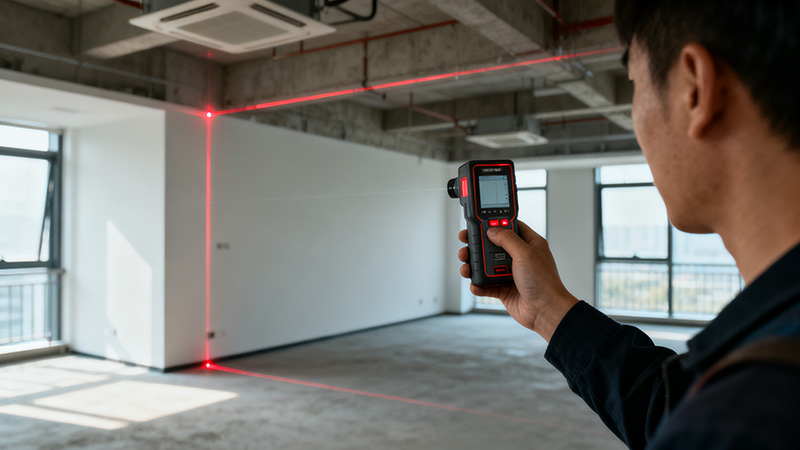 對(duì)辦公室裝修的區(qū)域進(jìn)行尺寸測量