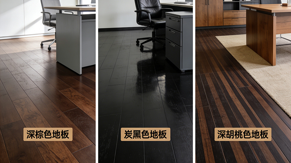 辦公室深色系地板(深棕、炭黑、深胡桃色)