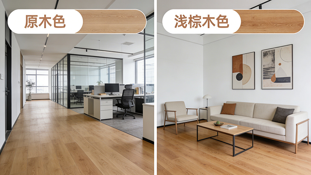 辦公室中性色系地板(原木色、淺棕木色)
